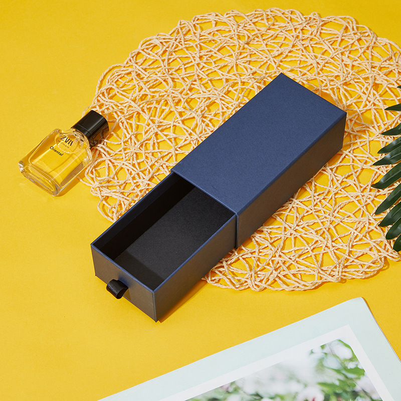 Navy Drawer Box Staged packaging