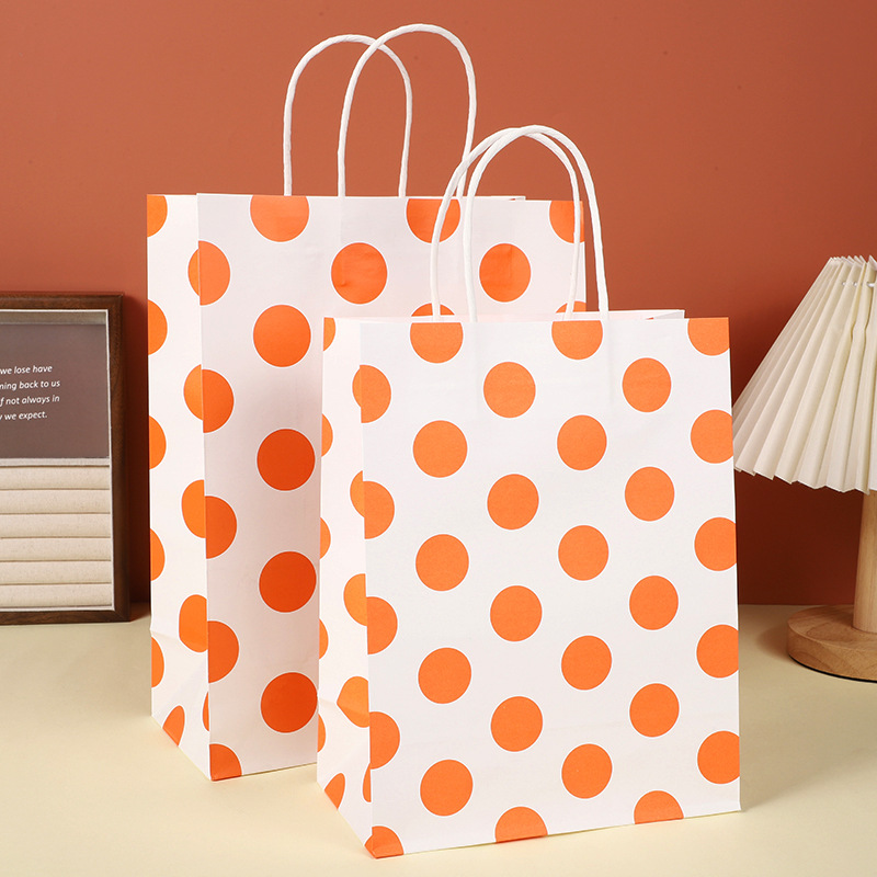 Orange Polka Dot Paper Bag Pair packaging